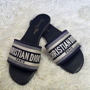 Dior Sandals With Navy Blue Fabric